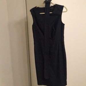 Dark wash chambray dress with wide belt